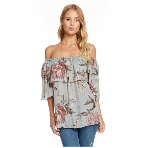 Chaser Off Shoulder Bloom Heirloom Floral Blouse Small - Picture 2 of 7